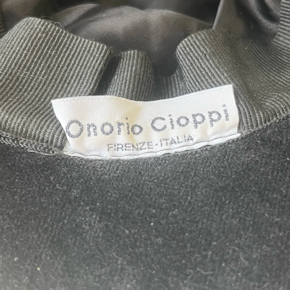 Orazio Cioppi Firenze Black Wide Brim Cotton Satin Lined Italy Hat OS